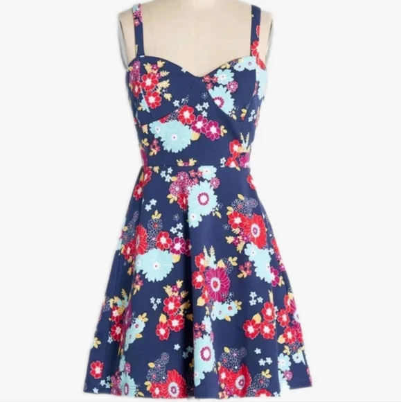 Modcloth Dresses Modcloth Floral Mini Dress Skater Colorful - Main Image